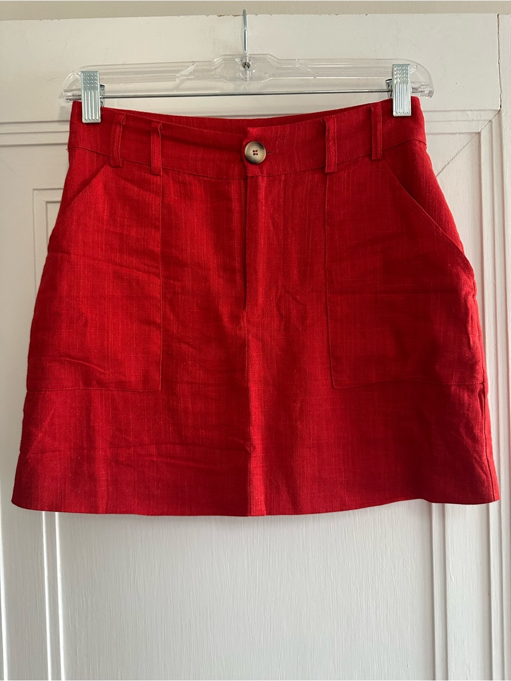 NWT Lulus Eye For Perfection Red Linen Blend Mini Skirt - XS
